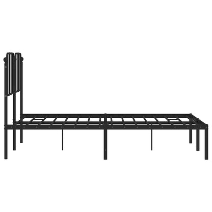 Metal Bed Frame without Mattress with Headboard Black 135x190cm