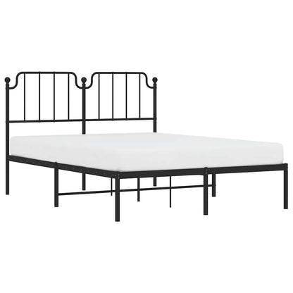 Metal Bed Frame without Mattress with Headboard Black 150x200cm
