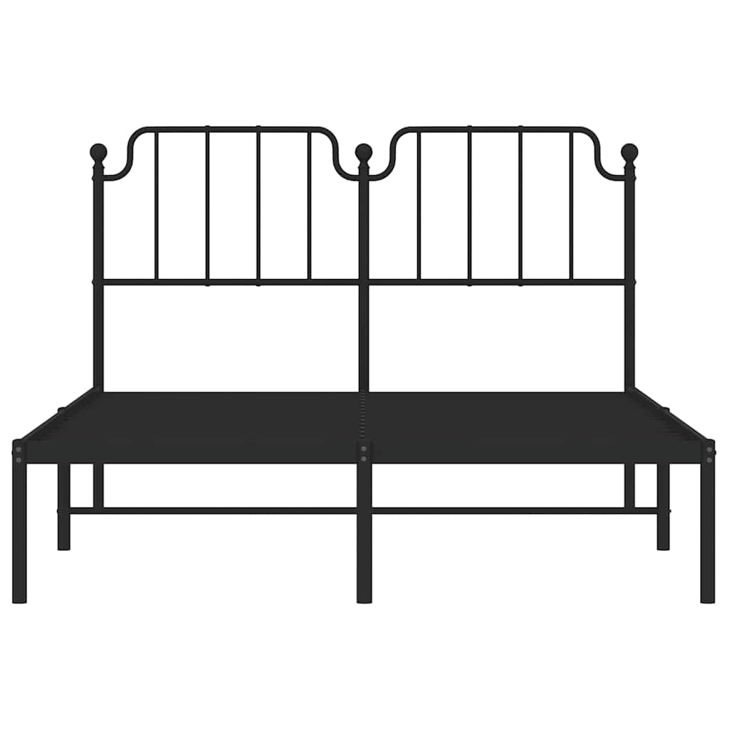 Metal Bed Frame without Mattress with Headboard Black 150x200cm