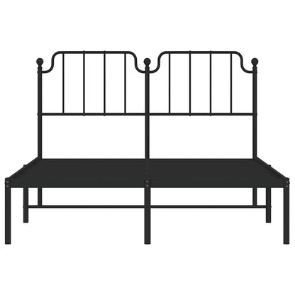 Metal Bed Frame without Mattress with Headboard Black 150x200cm