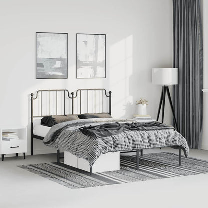 Metal Bed Frame without Mattress with Headboard Black 150x200cm