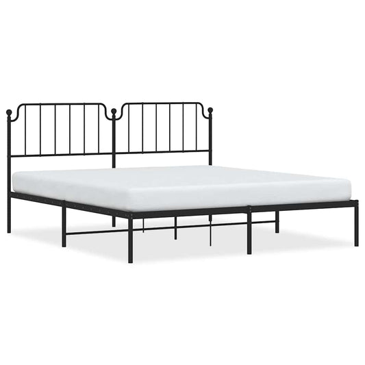 Metal Bed Frame without Mattress with Headboard Black 183x213cm