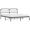Metal Bed Frame with Headboard Black 183x213 cm