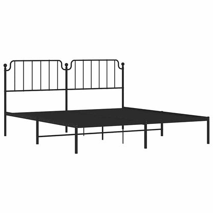 Metal Bed Frame without Mattress with Headboard Black 183x213cm