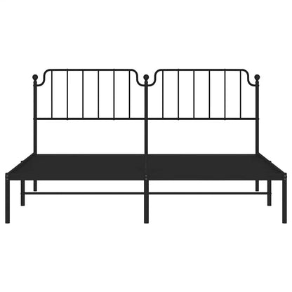 Metal Bed Frame without Mattress with Headboard Black 183x213cm
