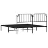 Metal Bed Frame with Headboard Black 183x213 cm
