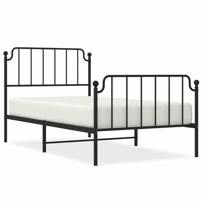 Metal Bed Frame without Mattress with Footboard Black 100x200cm