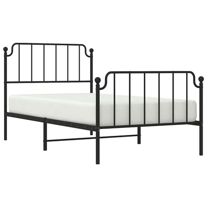 Metal Bed Frame without Mattress with Footboard Black 100x200cm