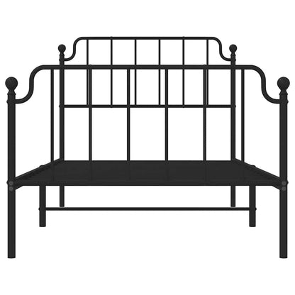 Metal Bed Frame without Mattress with Footboard Black 100x200cm