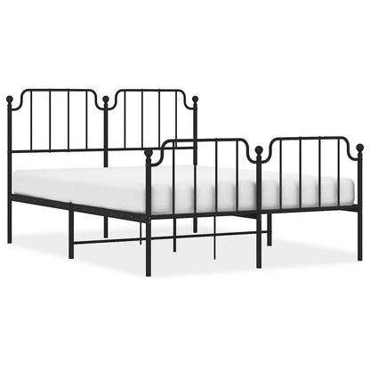Metal Bed Frame without Mattress with Footboard Black 135x190cm