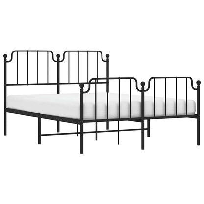 Metal Bed Frame without Mattress with Footboard Black 135x190cm