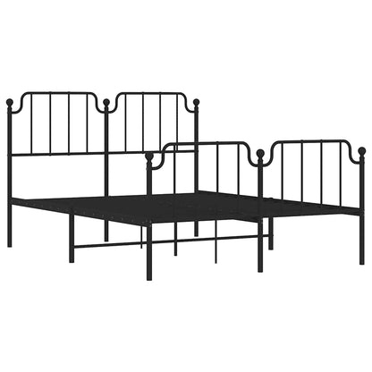 Metal Bed Frame without Mattress with Footboard Black 150x200cm