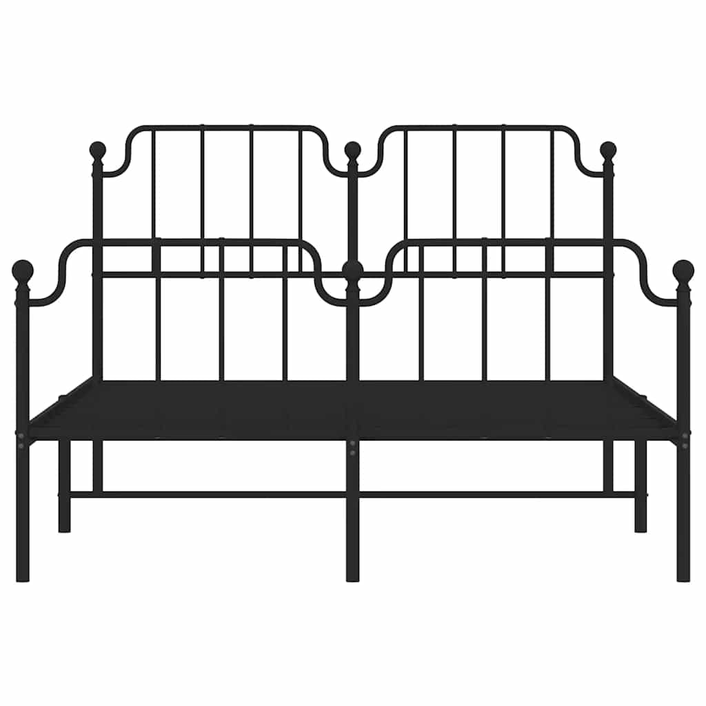 Metal Bed Frame without Mattress with Footboard Black 150x200cm