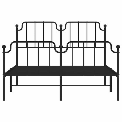 Metal Bed Frame without Mattress with Footboard Black 150x200cm