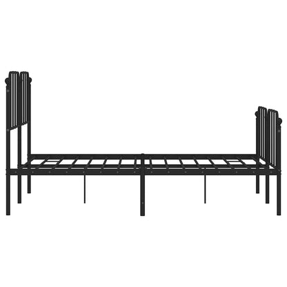 Metal Bed Frame without Mattress with Footboard Black 150x200cm