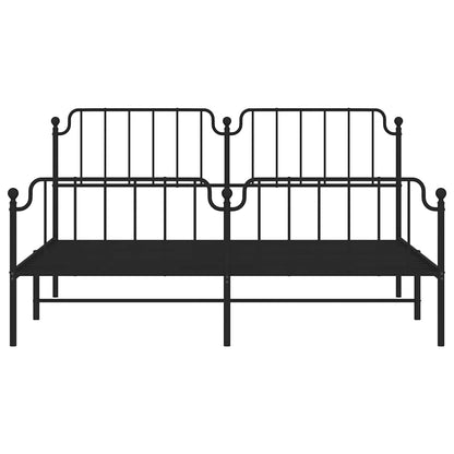 Metal Bed Frame without Mattress with Footboard Black 183x213cm