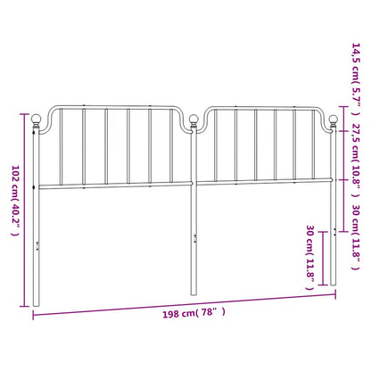 Metal Replace Headboard Black 193 cm