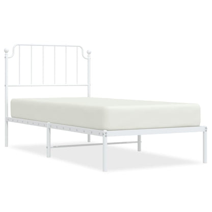 Metal Bed Frame without Mattress with Headboard White 90x200cm