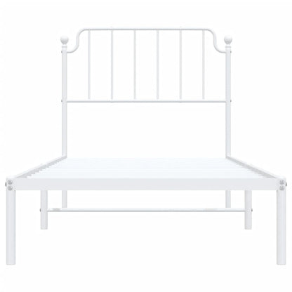 Metal Bed Frame without Mattress with Headboard White 90x200cm
