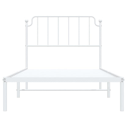 Metal Bed Frame without Mattress with Headboard White 100x190cm