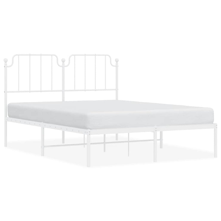 Metal Bed Frame without Mattress with Headboard White 150x200 cm King Size