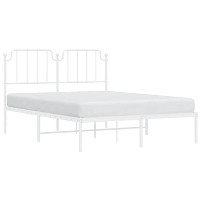 Metal Bed Frame without Mattress with Headboard White 150x200cm