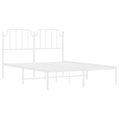 Metal Bed Frame without Mattress with Headboard White 150x200cm