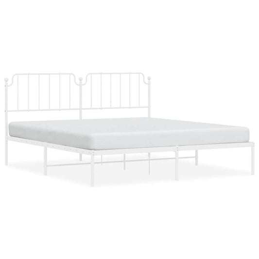Metal Bed Frame without Mattress with Headboard White 183x213cm