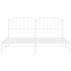 Metal Bed Frame without Mattress with Headboard White 193x203cm
