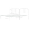 Metal Bed Frame without Mattress with Headboard White 193x203cm