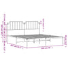 Metal Bed Frame without Mattress with Headboard White 193x203cm
