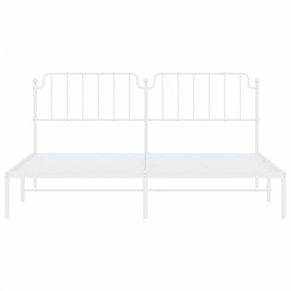 Metal Bed Frame without Mattress with Headboard White 200x200cm