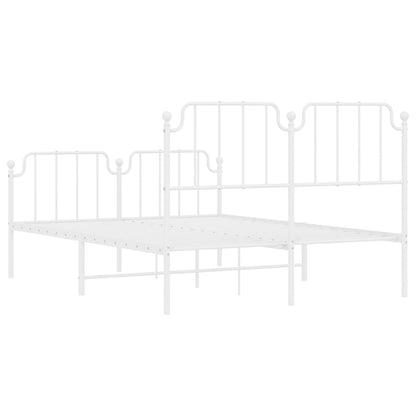 Metal Bed Frame without Mattress with Footboard White 135x190cm