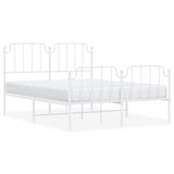 Metal Bed Frame with Headboard and Footboard White 140x190 cm