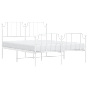 Metal Bed Frame with Headboard and Footboard White 140x190 cm