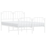Metal Bed Frame with Headboard and Footboard White 140x190 cm