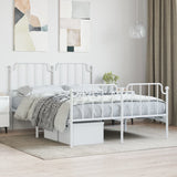 Metal Bed Frame with Headboard and Footboard White 140x190 cm