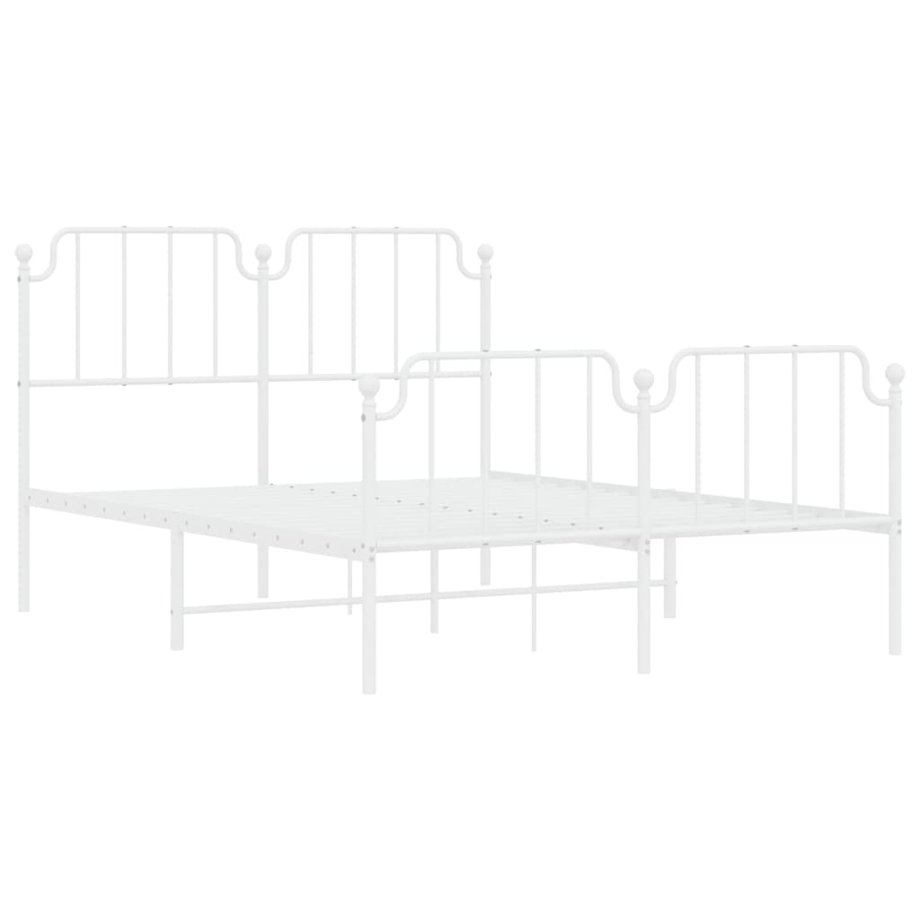 Metal Bed Frame without Mattress with Footboard White 140x200cm
