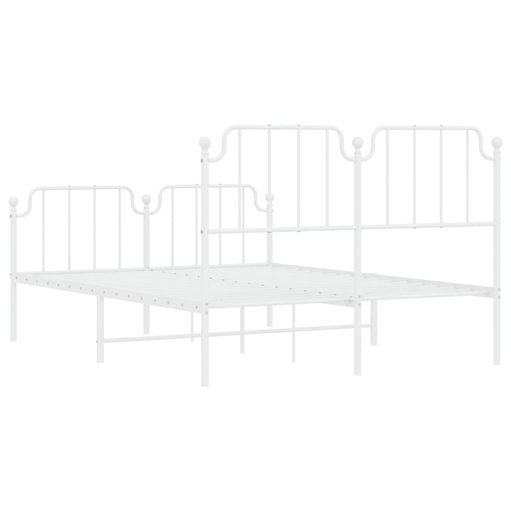 Metal Bed Frame without Mattress with Footboard White 140x200cm