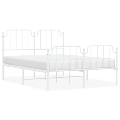 Metal Bed Frame without Mattress with Footboard White 150x200cm