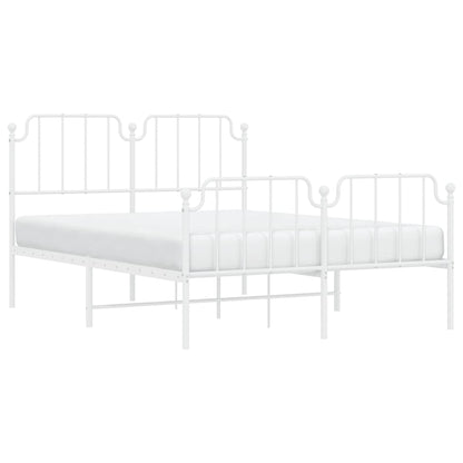 Metal Bed Frame without Mattress with Footboard White 150x200cm