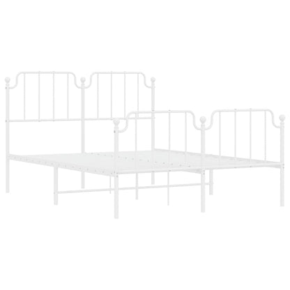 Metal Bed Frame without Mattress with Footboard White 150x200cm