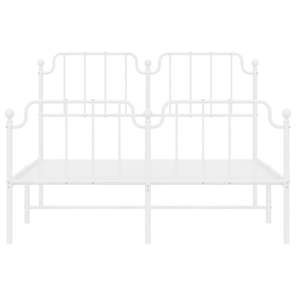 Metal Bed Frame without Mattress with Footboard White 150x200cm