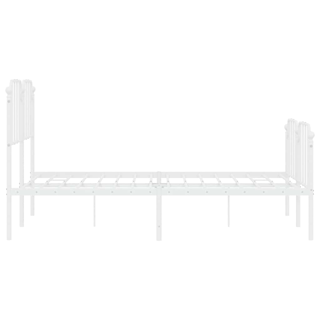 Metal Bed Frame without Mattress with Footboard White 150x200cm