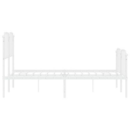 Metal Bed Frame without Mattress with Footboard White 150x200cm