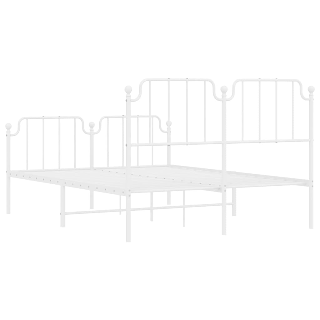 Metal Bed Frame without Mattress with Footboard White 150x200cm