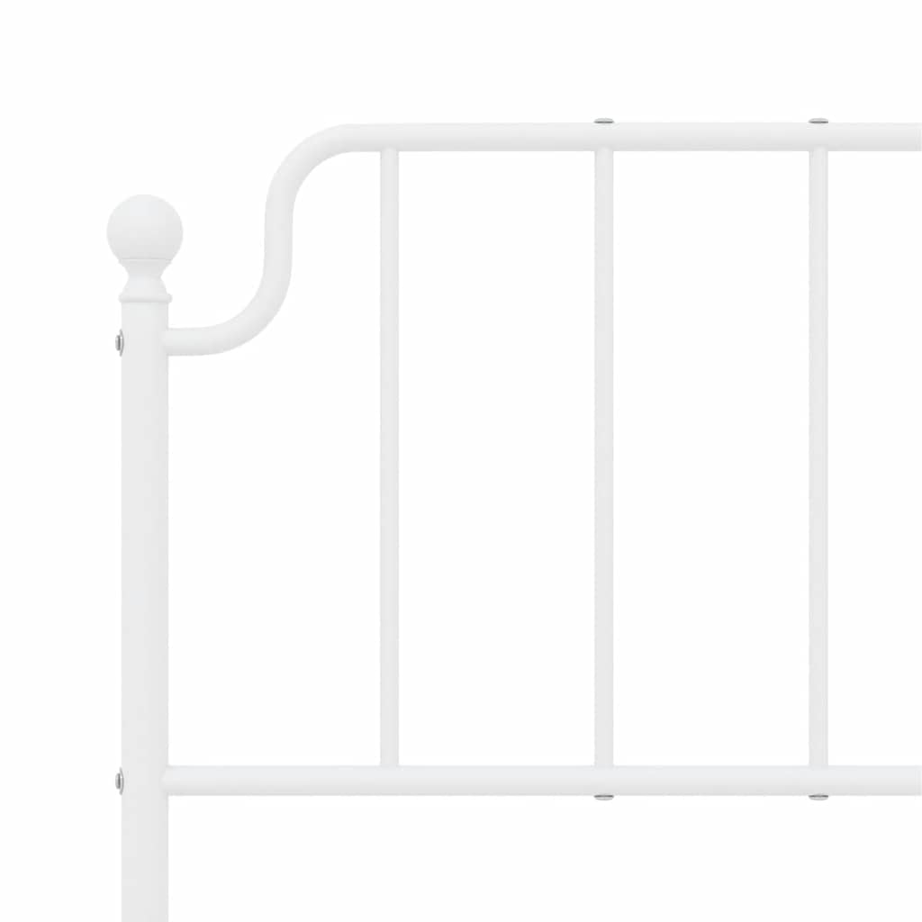Metal Bed Frame without Mattress with Footboard White 150x200cm