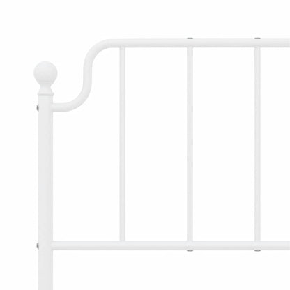 Metal Bed Frame without Mattress with Footboard White 150x200cm