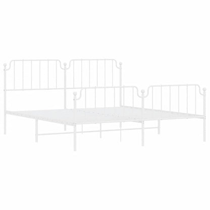 Metal Bed Frame without Mattress with Footboard White 183x213cm
