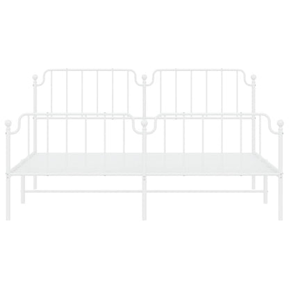 Metal Bed Frame without Mattress with Footboard White 183x213cm